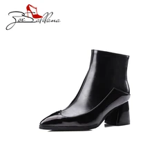 Zoe Saldana 2017 PU Leather Women Ankle Patchwork High-Heeled Elastic Band Sweing Mixed Colors Chelsea Boots
