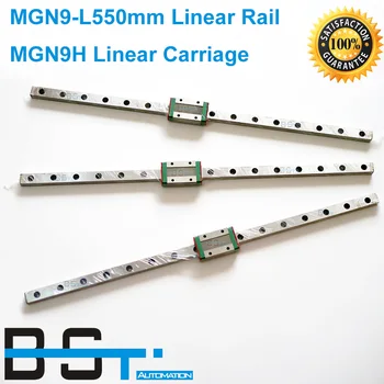 

BSTMOTION Free shipping 9mm Linear Guide 3pcs MGN9 L= 550mm linear rail way + 3pcs MGN9H Long linear carriage for CNC X Y Z Axis