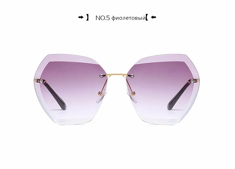 Калейдоскоп Очки женские безрамные солнцезащитные очки Негабаритные очки для женщин Дизайнерские оттенки Солнцезащитные очки