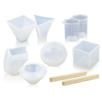 

Silicone Casting Molds Tools Set Jewelry Molds Include 18 Pcs Assorted Styles Silicone Molds Stirrers for Pendant Jewelry Making XHC88