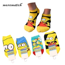 Morematch 1 пара Женские носки до лодыжки Симпсон мультфильм дышащие хлопковые носки забавные носки 4 цвета на выбор