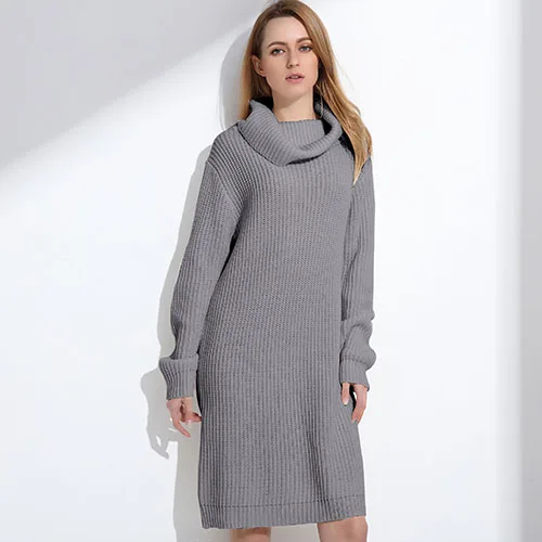 Tataria, Женская водолазка с длинным рукавом, Зимний вязаный длинный свитер, Женский пуловер, женские свитера, женские свитера, Manche Longue - Цвет: Gray