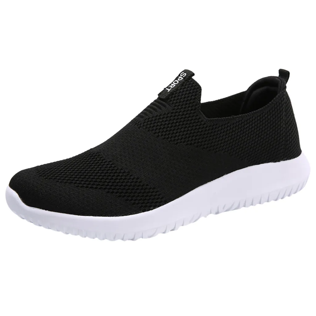 

Ladies Summer Solid Fashion Mesh Breathable Casual Shoes Slip-On Round Toe Soft Leisure Bottom Sneaker Sewing Element Apr 20