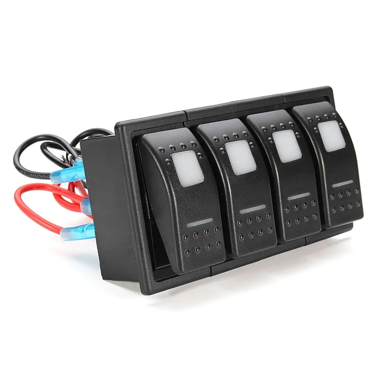 4 gang Marine switch panel Waterproof 12v 24v Rocker Switch Panel Circuit Breaker for Car boats yacht with Led Light& Frame