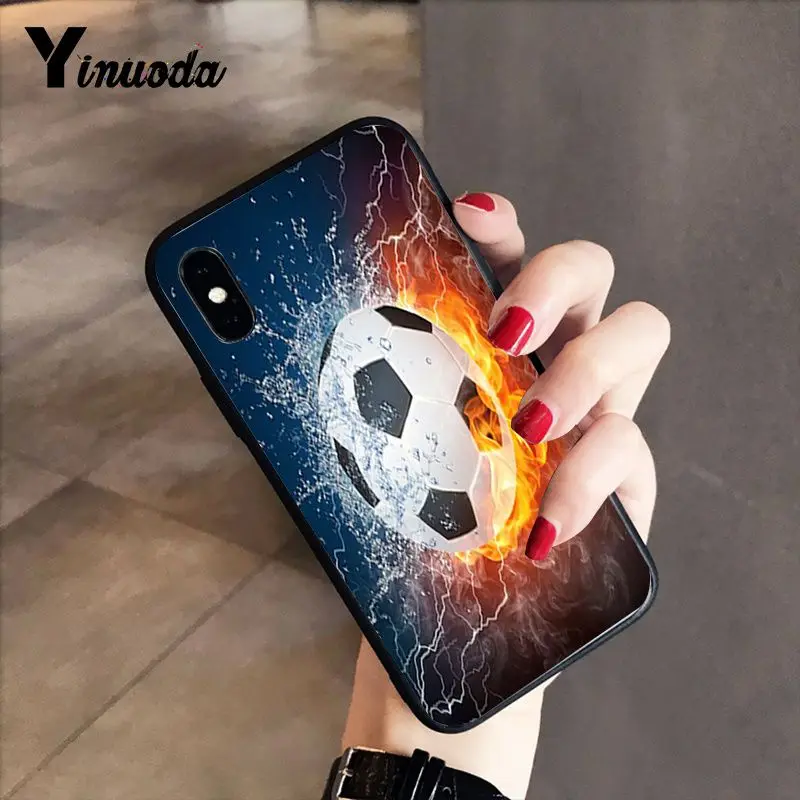 Football Soccer Ball on water burning fire sports