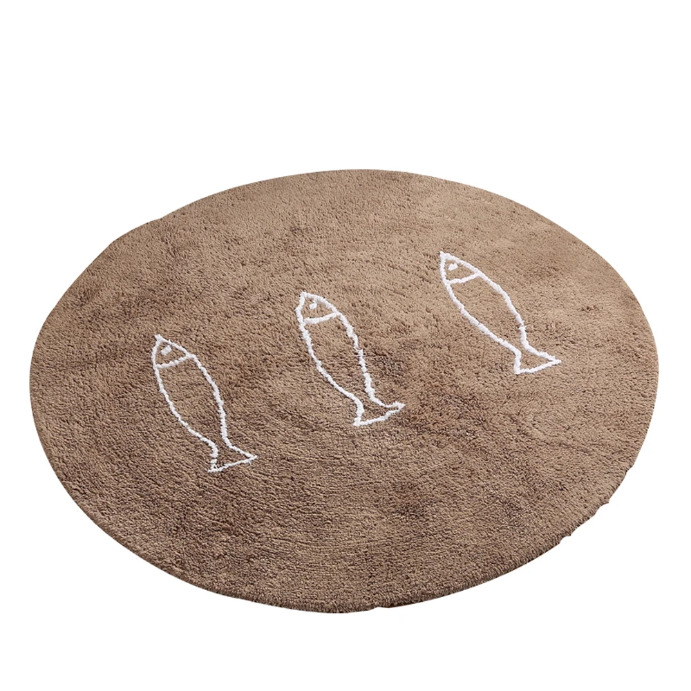 Мягкие лохматые Плюшевые Пушистые хлопок круглый ковер Милая Рыба сильный половик ковер машина моющийся ковер для гостиной