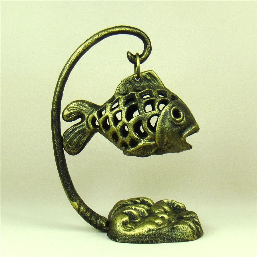 Creative Cast Iron Fish Candle Holder Hanging Metal Hollow Out Lamp Stand Lantern Decor