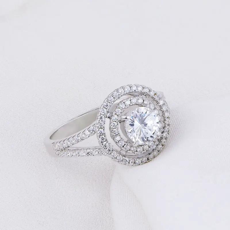 Newshe двойное обручальное кольцо из стерлингового серебра 925 пробы 1,5 карат обручальное кольцо классические ювелирные изделия для женщин