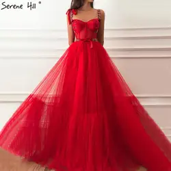 Дубай красные вечерние платья без рукавов с бантом и кристаллами 2019 А-силуэт сексуальные модные вечерние платья Serene Хилл LA60952