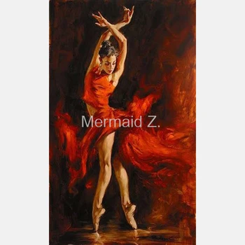 

3D Handpainted Canvas Art Ballerinas Handpainted Modern Woman Portrait Painting Ballet dance Girl Oil Painting on Canvas