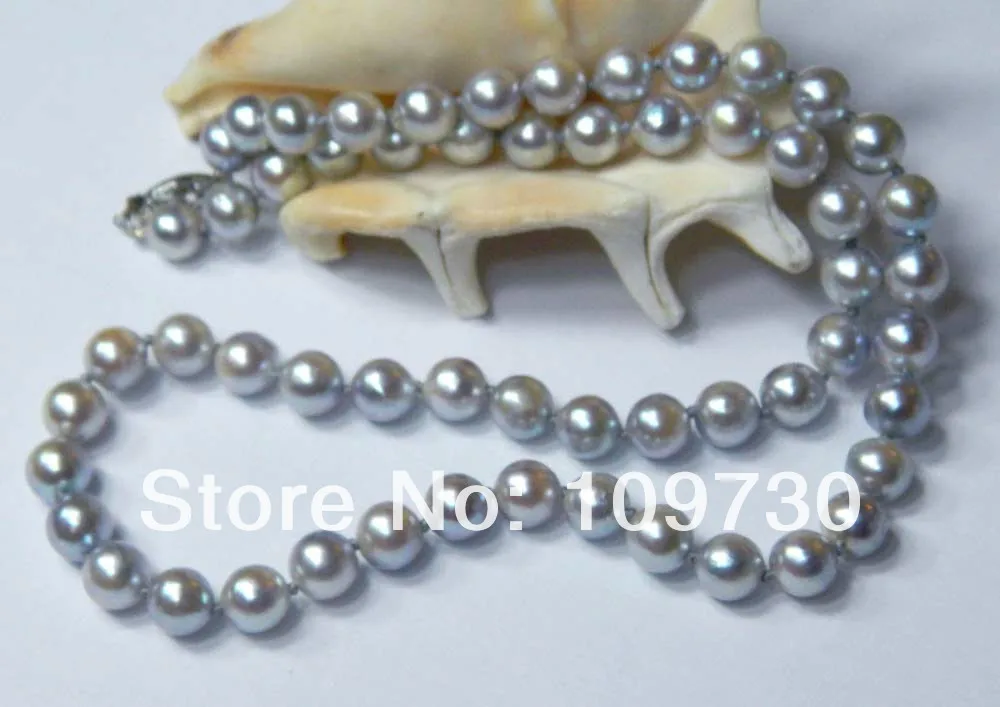 

Jewelry 002551 GENUINE AKOYA SILVER/BLUE SALTWATER PEARL 14KGP WHITE GOLD NECKLACE 6.5-7mm