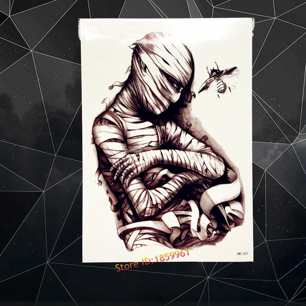 Sketsa Mumi Tahan Air Palsu Jangkrik Tato Untuk Pria Wanita Lengan