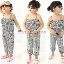 Модные летние комбинезоны для девочек; Детские пляжные Комбинезоны из чистого хлопка с тонкими лямками; леопардовые комбинезоны;