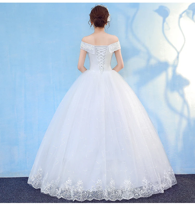 Vestido de Casamento Vestido de Baile Fora do Ombro Vestido de Noiva Novo Elegante Clássico Bordado Apliques 2021 8 Cheap Vestidos de Noiva