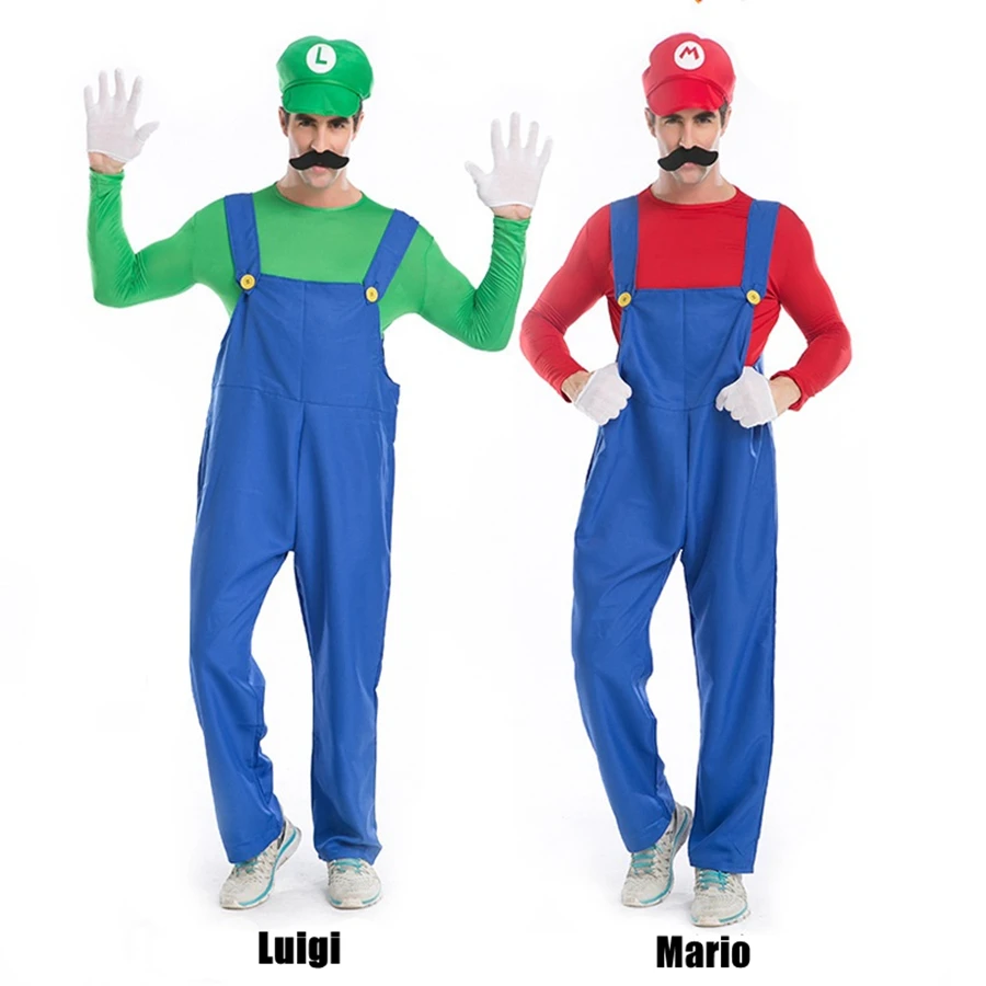 5PCS Super Mario Brothers Costumes Mario & Luigi Bro. Halloween Costume