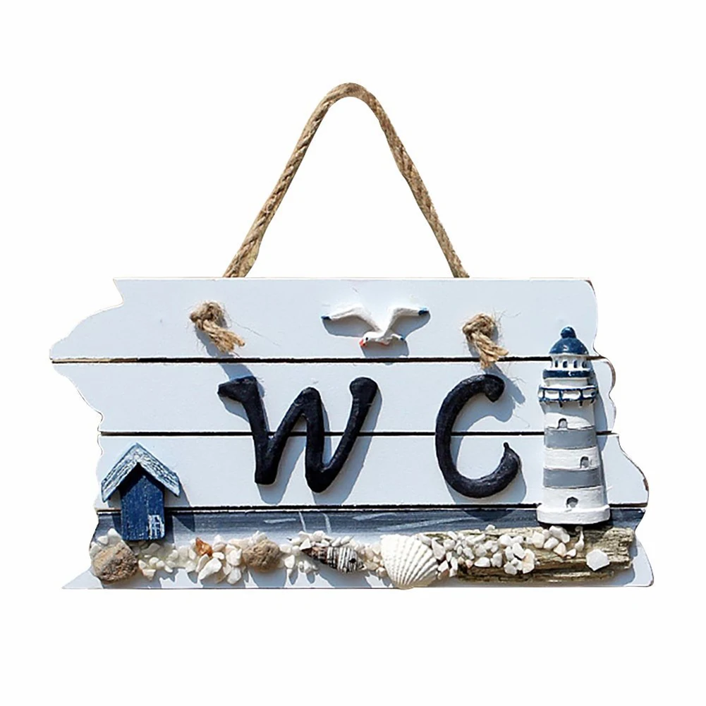 

1Pc Funny Handmade Wood Hang Toilet Signage Sign Sticker WC Bathroom Door Wall Decor House Lighthouse section