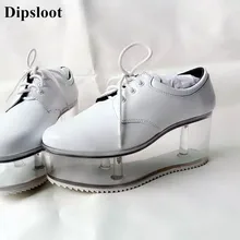 Dipsloot прозрачный Высокая платформа casusal Обувь для дамы круглый носок Кружево-на плоской подошве Обувь для девочек милые Обувь