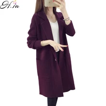 H.SA 2016 Winter Long Sweater Coat for Women Turn Down Formal Cardigans Christmas Sweaters Oversized Knitted camisola