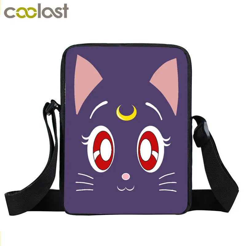 Anime Totoro / Natsume yuujinchou / Sailor Moon Boys Girls Crossbody Bags Luna Nyanko Sensei Women Handbag Small Shoulder Bag - Цвет: xkbTotoro20