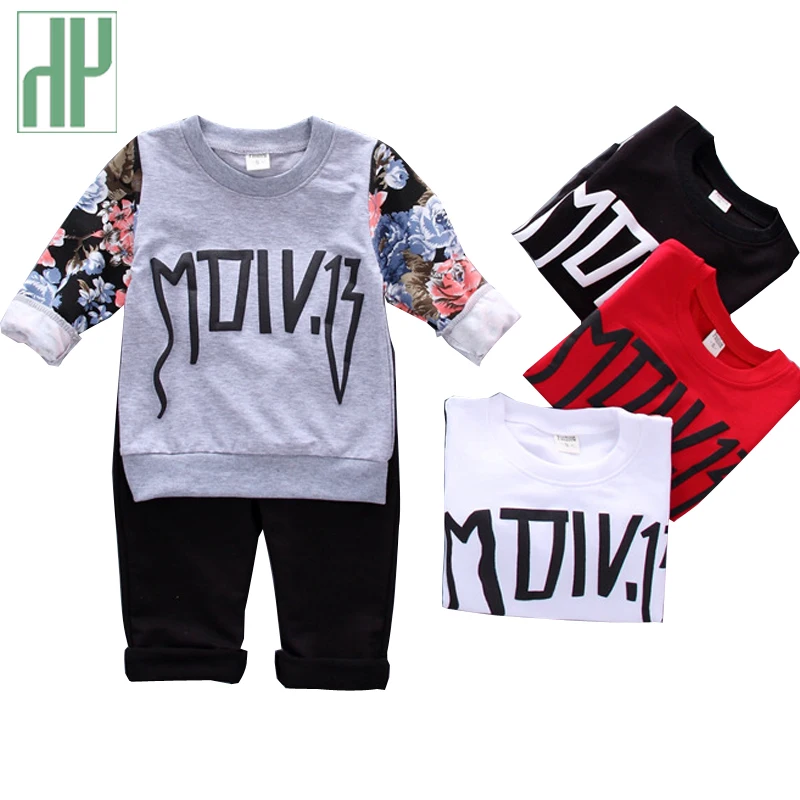 

HH Boutique kids clothes print floral toddler boys clothing Long Sleeve Letter T-shirts+Pants girls outfits 1 2 3 4 Years