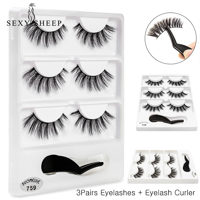 

SEXYSHEEP 3 pairs natural false eyelashes fake lashes long makeup 3d mink lashes extension eyelash mink eyelashes for beauty