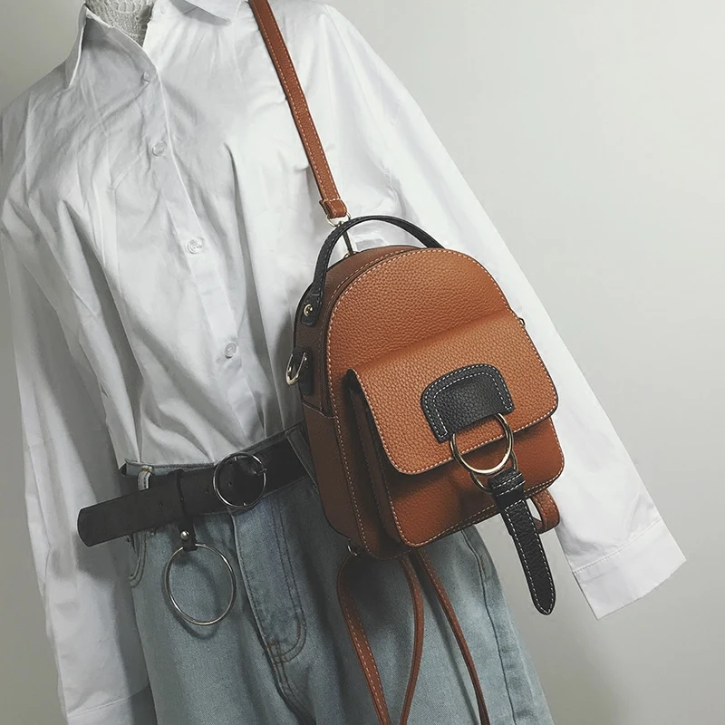 

2018 New Fashion Women Backpack High quality PU Leather Women's Shoulder Bag Contrast Simple Small Travel Rucksack School bags