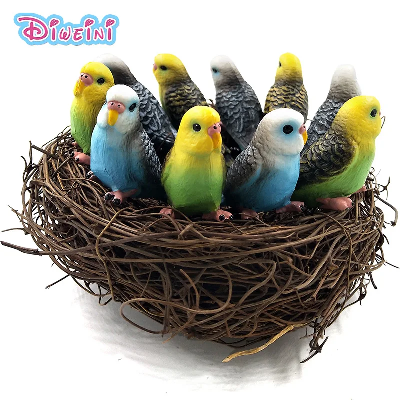 

10pcs/lot Mini Parrot Birds Animals Toys Set Model Action Figure Home Figurine Educational Kids Hot Toys For Children Boys Girls