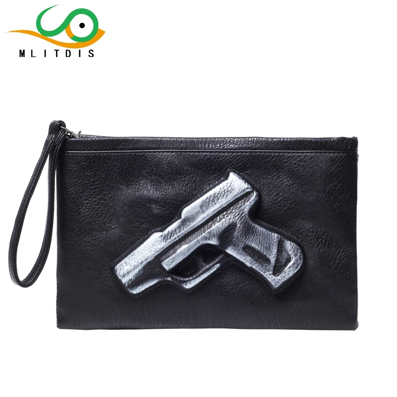 MLITDIS 3D Print Gun Women's Messenger Bag Men Leather Purses And