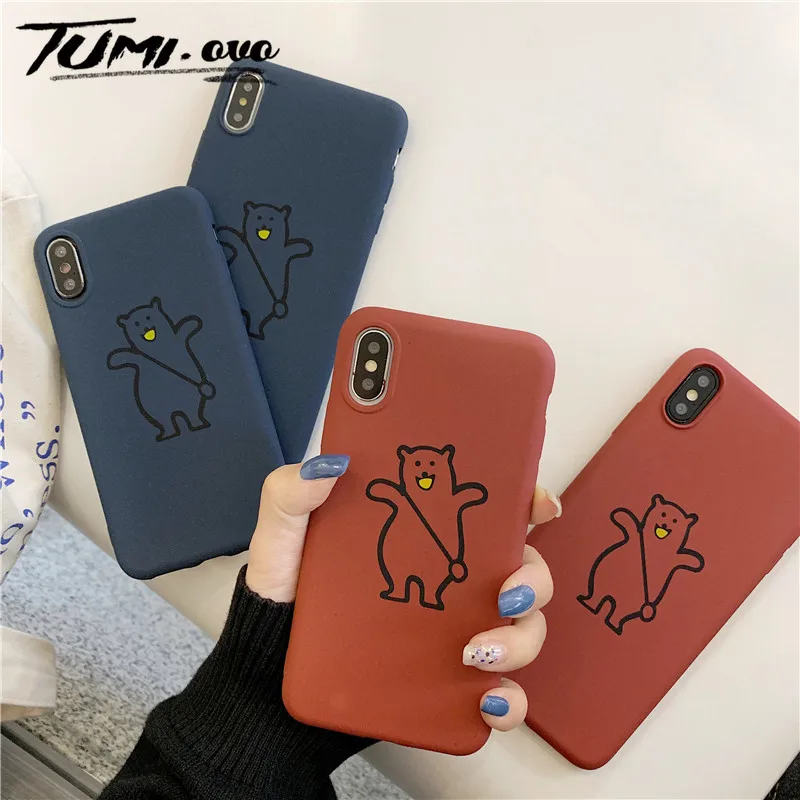 

Cartoon Bear Matte Pattern Soft Silicone Cover Case for Samsung Galaxy S10 S9 S8 Plus S7 S6 Edge Note 5 9 8 C9 Pro Phone Cases