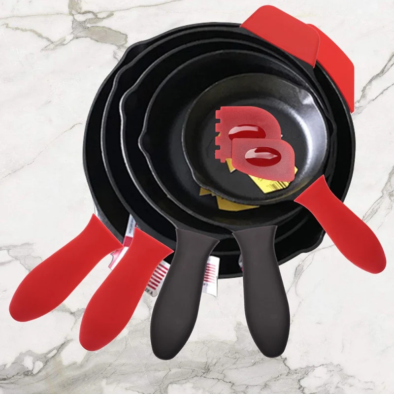 Household High Temperature Silicone Pot Handle 7Pcs Anti-Slip Pot Gadget Set