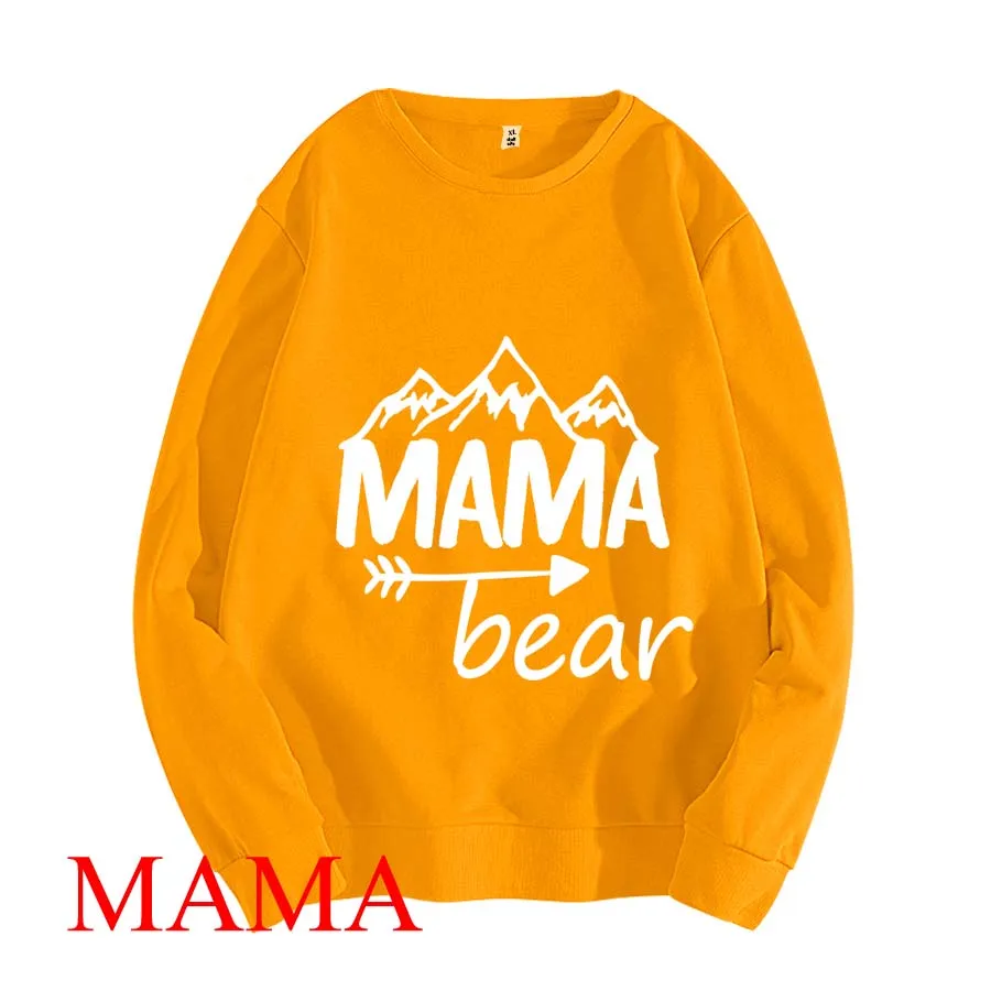 Комплект одинаковых толстовок с медведем для папы, мамы, малыша, подросткового папы, мамы, персонализированных пуловеров - Цвет: Mama-Orange