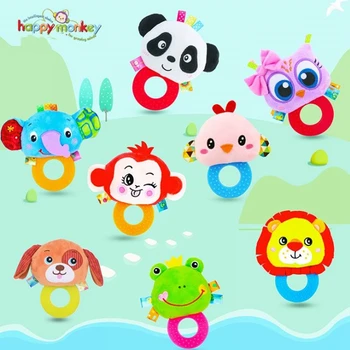 

Happy Monkey baby toys infant plush early education toys custom tooth gel rattle toy rattle