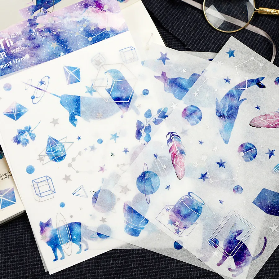 "Nebula" Pack of 4 Beautiful Scrapbooking Stickers Card Making DIY Photo Album Decoration