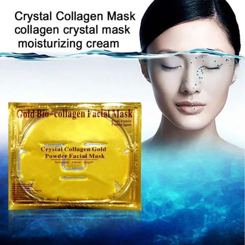 

2Pcs/Lot Gold Bio-Collagen Facial Mask Face Mask Crystal Gold Powder Collagen Facial Mask Moisturizing Anti-aging With Gift 60G