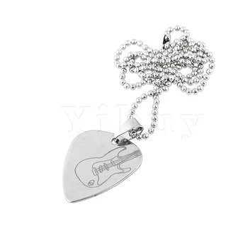 

Yibuy 500mm Metal Silver Heart Shape Guitar Pattern Guitar Pick Necklace