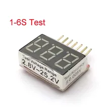 1-6s RC 1S-6S LED alarma de vibración de bajo voltaje Lipo batería verificador indicador de voltaje prueba 2,8 V-25,2 V