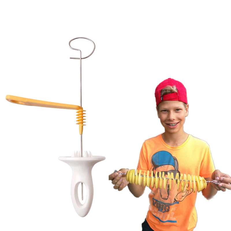 1Pc 3 String Manual Rotate Potato Slicer Creative Stailess Steel Twisted Potato Slice Cutter Spiral DIY Kitchen Tools (7)