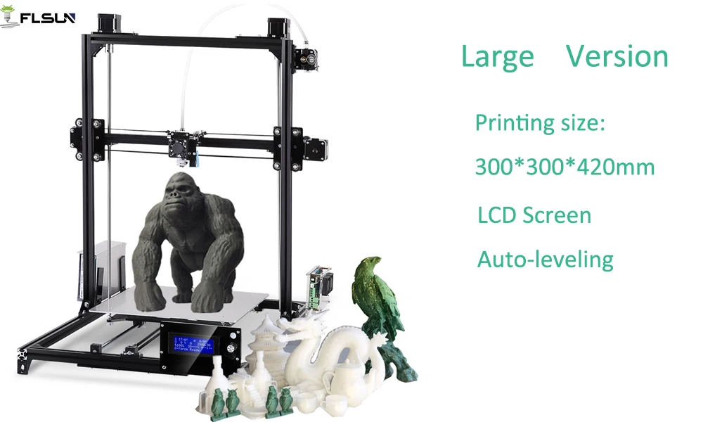 Flsun 3d принтер I3 комплект Полный металлический размера плюс 300x300x420 мм двойной экструдер сенсорный авто-выравнивание 3d принтер с подогревом