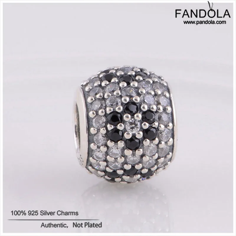 

100% 925 Sterling Silver Black Pave Cherry Blossom Charms Beads for Jewelry Making Fits Charms Bracelets Berloques kralen