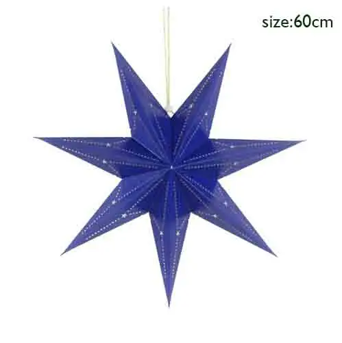 Бумажные Звезды Фонарь 3D Висячие Гирлянда со звездочками для свадьбы декоративный для Бэйби шауэра День рождения украшение для вечеринки; Рождество бумажный фонарь - Цвет: 60cm blue