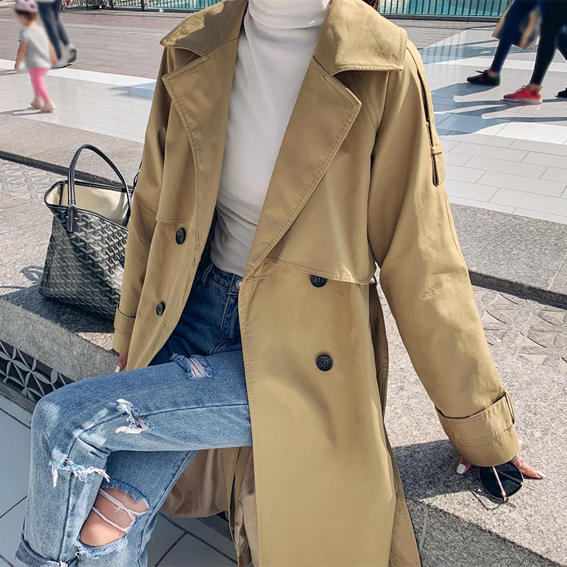 

2019 spring coat women's new fashion windbreaker women's casual long coat thin section sobrutudo women's autumn women's coat