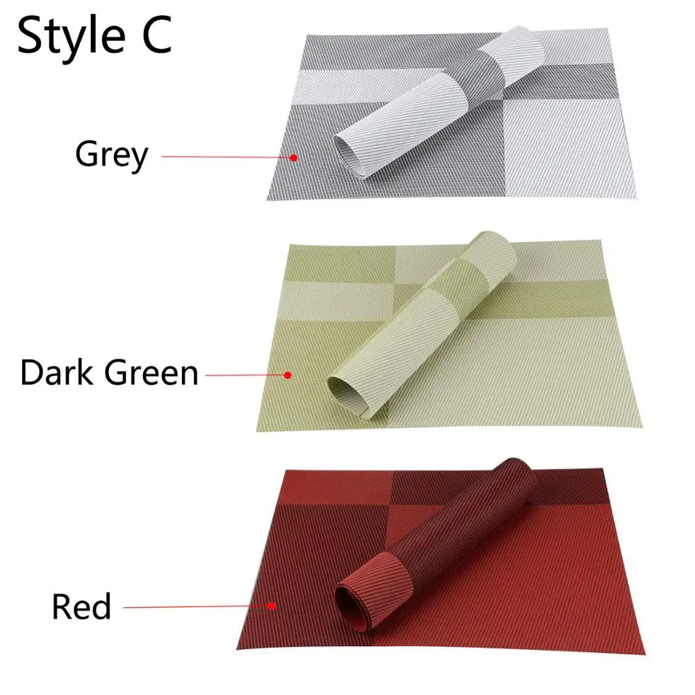  Top Finel 4pcs/lot PVC Decorative Vinyl Placemats for Dining Table Runner Linen Place Mat in Kitche