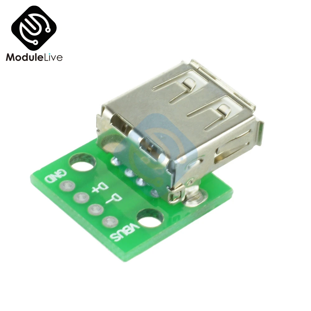 

10PCS Type A Female USB To DIP 2.54MM 2.54 mm PCB Board Adapter Converter Module Connector for Arduino