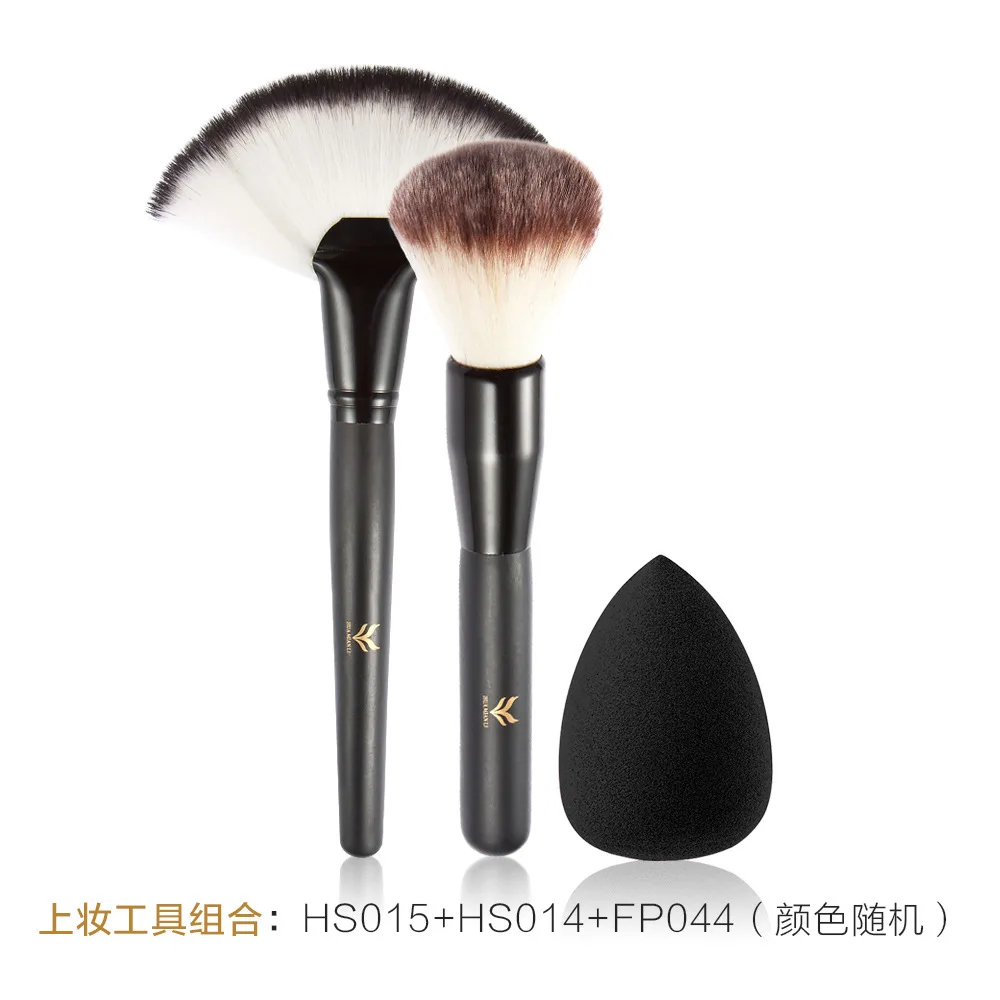 

HUAMIANLI Make-up Black Rod Repair Brush + Fan-shaped Brush Powder + Water Droplets Puff Random Set