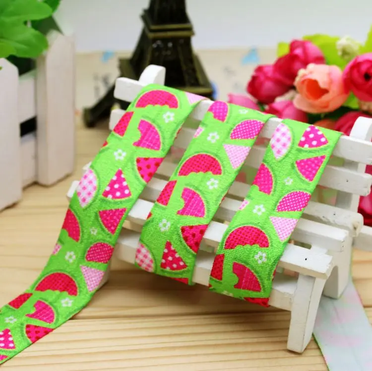 

1'' Free shipping Fold Elastic watermelon printed headband headwear hairband diy decoration wholesale OEM 25mm H5014