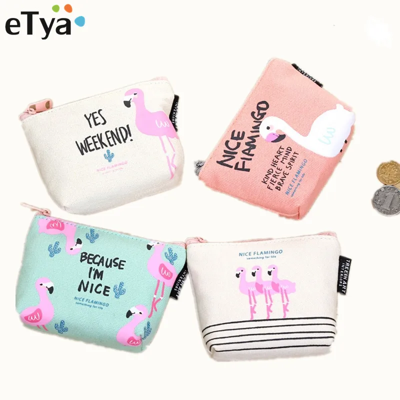eTya Animal Cartoon Cute Coin Purse font b Wallet b font Holder Case Women Small Canvas