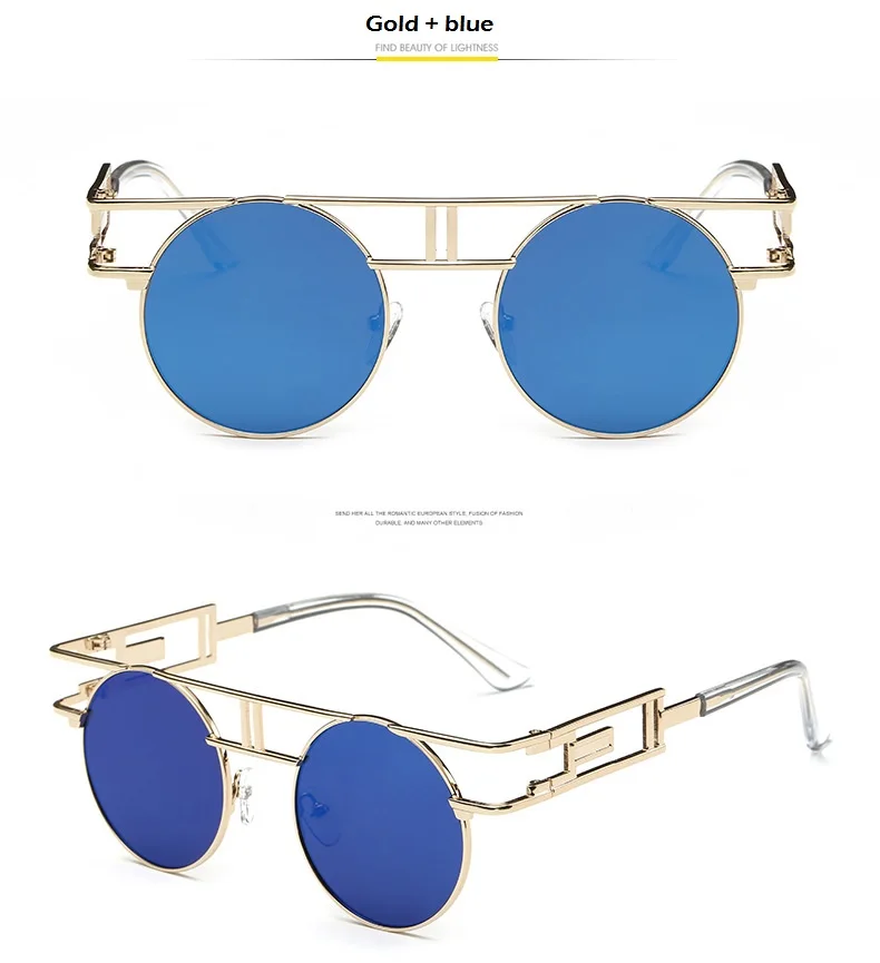 Винтаж мужские солнцезащитные очки в стиле стимпанк для женщин бренд Desinger Винтажные Солнцезащитные очки мужской круглый защита от солнца