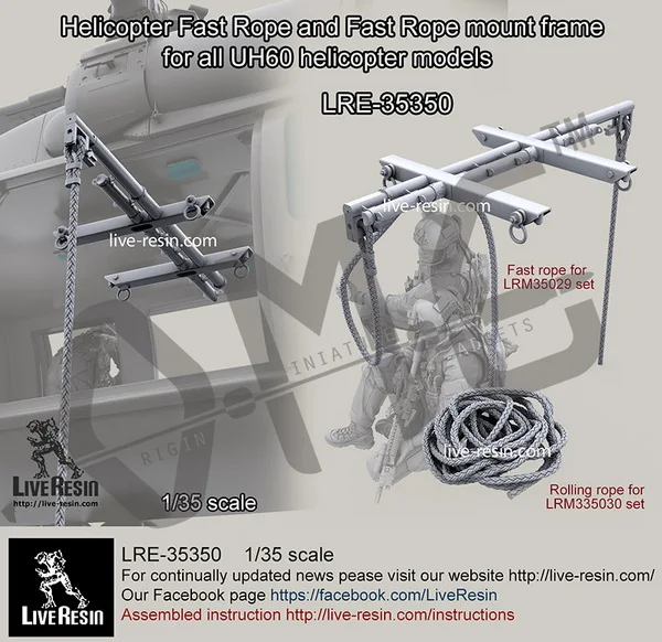 

[Scale Model Kit] Live Resin LRE-35350 1/35 Helicopter Fast Rope and Fast Rope mount frame for all UH60 helicopter models