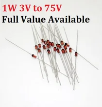 Diodo zener 50 peças 1w 1n/in4727a 3v/in4728a 3.3v/in4729a/3.6v in4730a/3.9v in4731a/4.3v in4732a/4.7v in4733a/5.1v in4734a/5.6v