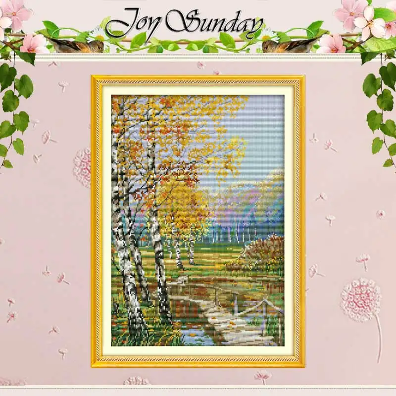 

The birch forests of autumn Counted Cross Stitch 11CT 14CT Cross Stitch Set Wholesale Cross-stitch Kit Embroidery Needlework